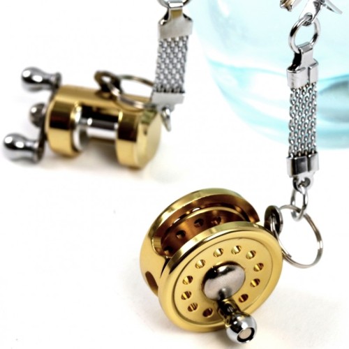 Fly Reel Keyring- Gold anodised fly reel keyring- perfect for Christmas  stocki