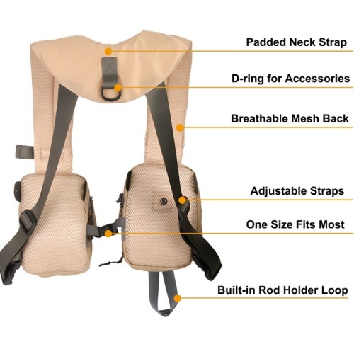 Double Chest Pack- Compact Fly Fishing Vest Adjustable Chest Pack